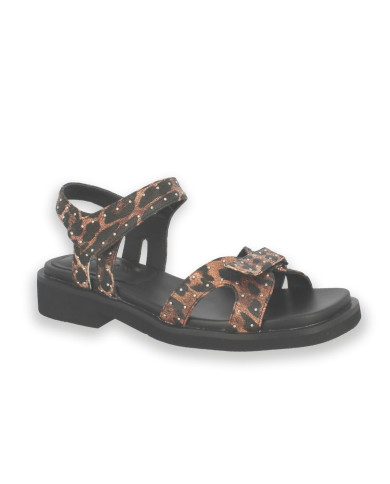 SANDALIA CASUAL PALA TALON MUJER NEGRO CUERO