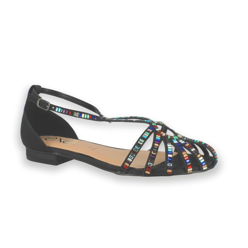 SANDALIA PLANA STRASS MULTICOLOR 