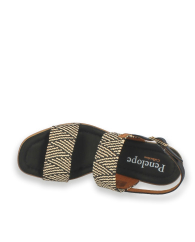 RAFIA ELASTICO BEIGE-NEGRO