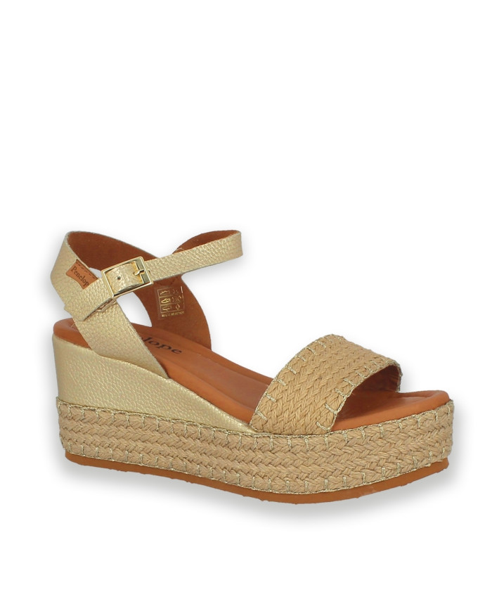 PIEL METAL PLATINO/CUÑA FORRADA