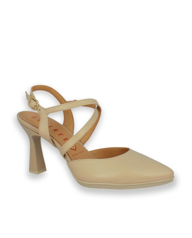Zapato vestir tiras cruzadas tacon 7,5cm DIANA CREMA