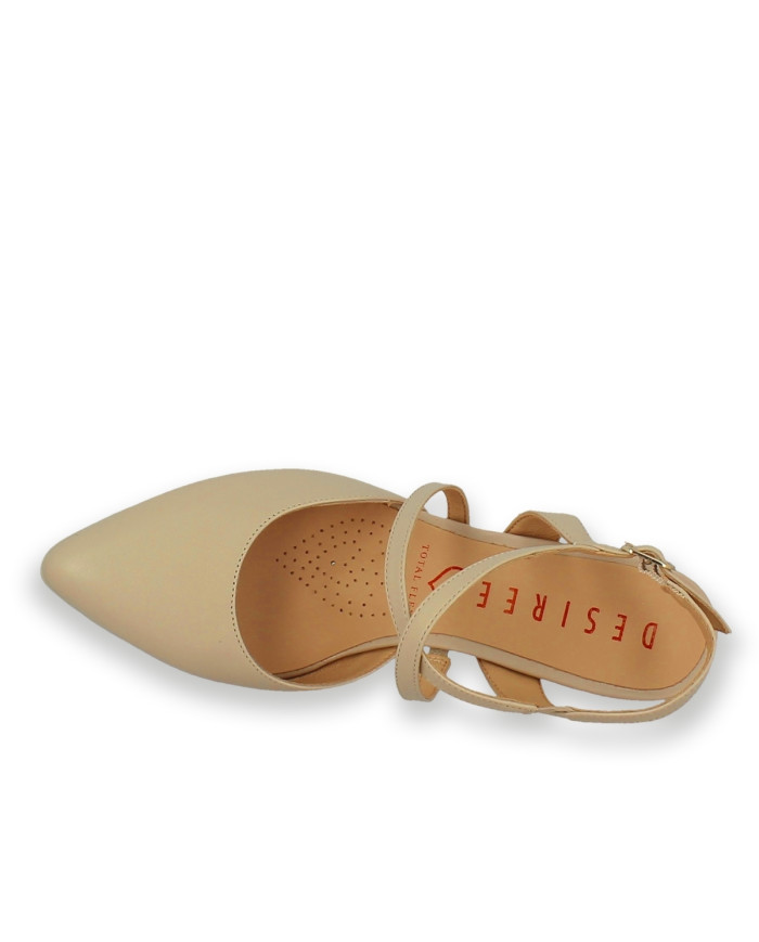 Zapato vestir tiras cruzadas tacon 7,5cm DIANA CREMA