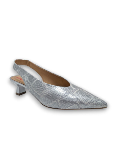 Salon destalonado vestir punta fina tacon SERPIENTE PLATA