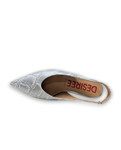 Salon destalonado vestir punta fina tacon SERPIENTE PLATA