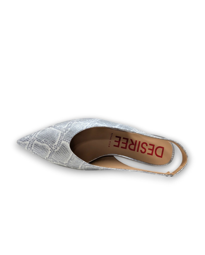 Salon destalonado vestir punta fina tacon SERPIENTE PLATA