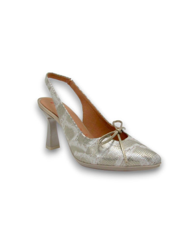 Zapato destalonado cordon empeine tacon SERPIENTE ORO