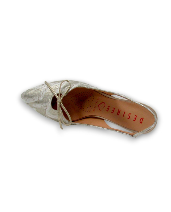 Zapato destalonado cordon empeine tacon SERPIENTE ORO
