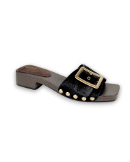 PALA HEB. PIEL PONY LISO MADERA NEGRO