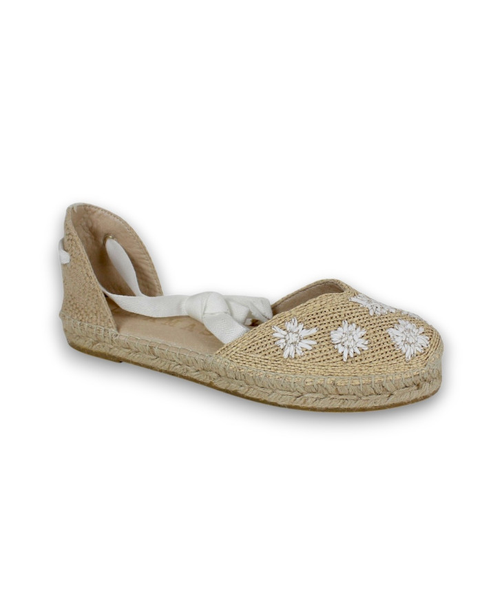 ROMERO CUÑA PLANO RAFIA FLORES 20 BLANCO