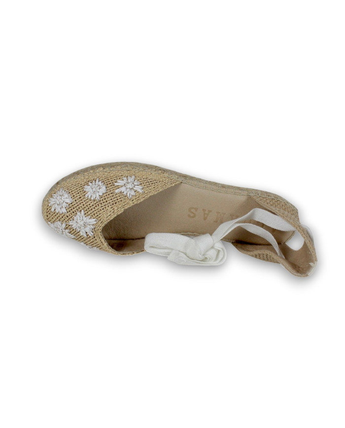 ROMERO CUÑA PLANO RAFIA FLORES 20 BLANCO