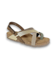 Sandalia plana NOBUCK/PERLA 261 
MULTI OLIVINA